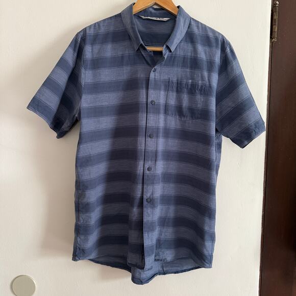 TRAVISMATHEW | A Okay Stripe Short Sleeve Button-up Shirt In Total Eclipse | XL - Picture 1 of 6